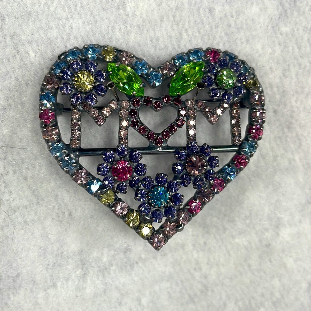 Dorothy Bauer “MOM” Brooch Swarovski Crystals